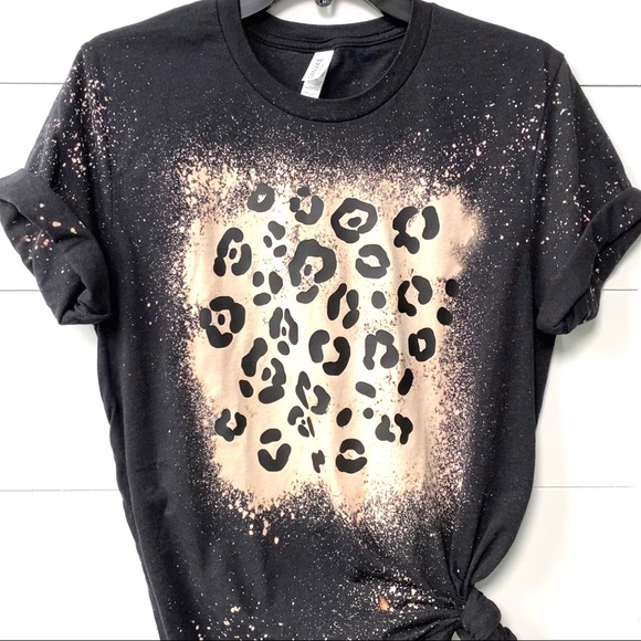 Leopard print graphic distressed tee t-shirt top - Picture 1 of 6